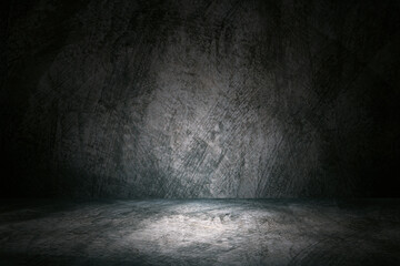 Empty dark abstract old cement wall and gradient studio room interior texture for display products...