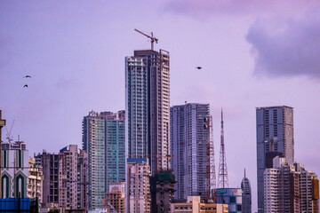 city life of Mumbai in its rich infrastructure, construction of a new buildings for future architecture