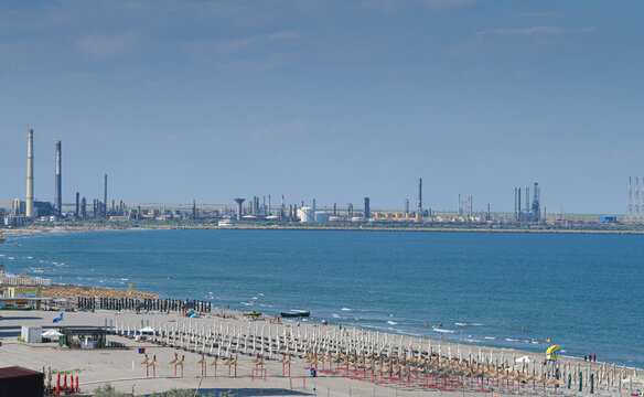Petromidia petrol refinery at the Black Sea shore in Navodari, Romania. Petrol and gas industry.