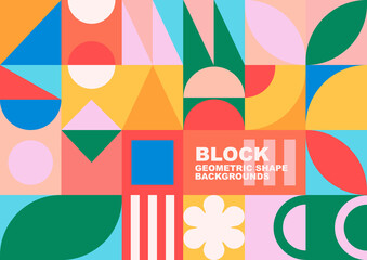 Geometric pattern shape. retro background. block geometric wallpaper set. abstract shapes. Contemporary art.