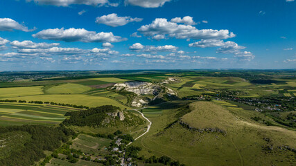 aerial view on an abandoned and rock faces, fetesti, moldova