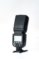 camera flash speedlight isolated on white background back view