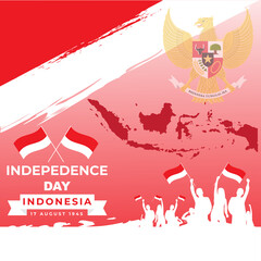 August 17th  Happy Indonesian Independence Day  logo for greeting card  banner  vector icon symbol illustration design