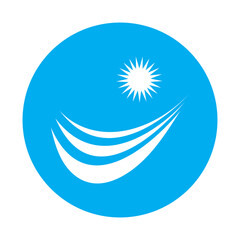 sun and sea waves logo, beach waves, minimalist and simple modern concept with flat colors design template illustration vector