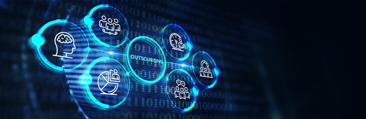Business, Technology, Internet and network concept. Outsourcing Human Resources. 3d illustration