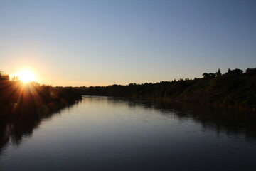 Setting Sun On The River, Gold Bar Park, Edmonton, Alberta