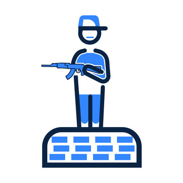 blue soldier holding rifle clip art preview