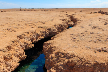 Crack after earthquake in Ras Mohammed national park, Sinai peninsula in Egypt