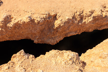 Crack after earthquake in Ras Mohammed national park, Sinai peninsula in Egypt