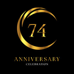 74th golden anniversary logo design for wedding or marriage, greetings, happy birthday, ceremony, event party, invitation card, brochure, banner, poster, magazine.