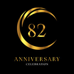 82th golden anniversary logo design for wedding or marriage, greetings, happy birthday, ceremony, event party, invitation card, brochure, banner, poster, magazine.