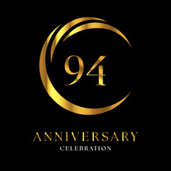 94th golden anniversary logo design for wedding or marriage, greetings, happy birthday, ceremony, event party, invitation card, brochure, banner, poster, magazine.