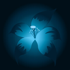 Bright blue glowing dark gloomy flower vector illustration