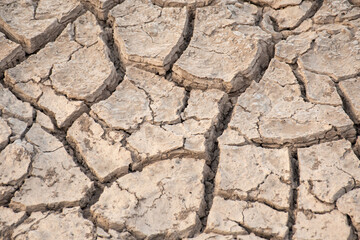 landscape of dry mud in the dry season. The concept of drought, natural disasters.