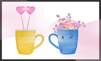 watercolor creative mug designs set