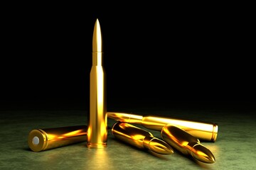 .50 caliber ammunition on camouflage background. 3D Illustration