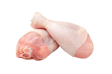 Isolated two fresh raw chicken legs on white background