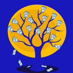 Money tree colorful flat vector