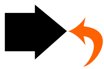 Blue and red arrow icon,  and blue color arrow indicator 