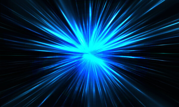 Abstract blue light speed zoom fast night background