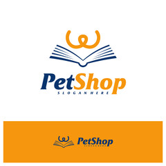 Pet Book Logo Design Template. Pet logo concept vector. Emblem, Creative Symbol, Icon