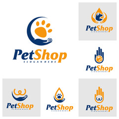 Set of Pet Care Logo Design Template. Pet logo concept vector. Emblem, Creative Symbol, Icon