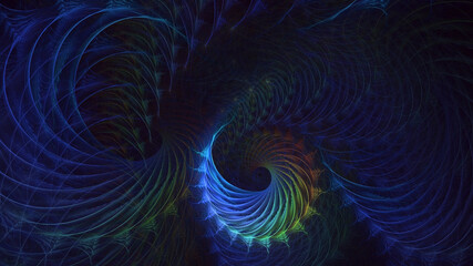 3D rendering abstract multicolor fractal light background