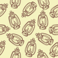 Vintage Hand drawn lantern line art vector illustration