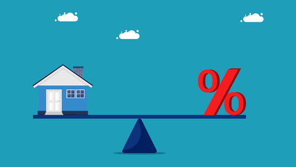 Home interest. house and percentage on scales business concept vector illustration