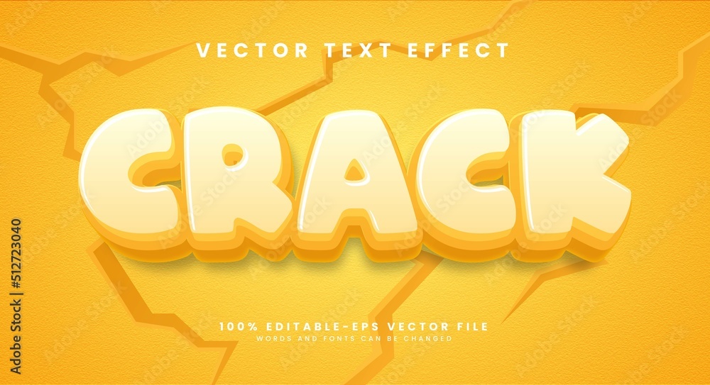 Poster crack 3d editable vector text effect with yellow color theme.