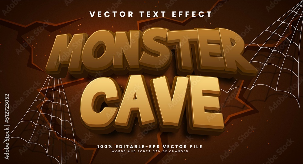 Poster monster cave editable vector text effect with a scary theme.