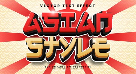 Asian style editable vector text effect with red color.