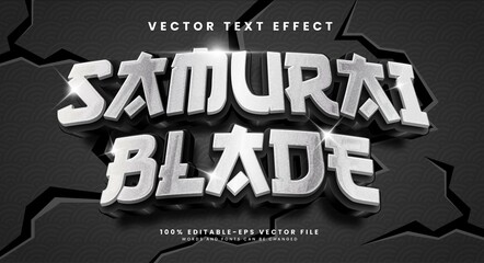 Samurai blade editable vector text effect with silver concept. © Niestart Creation