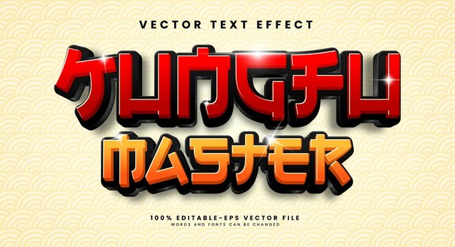 Kungfu master editable vector text effect with asian style concept.