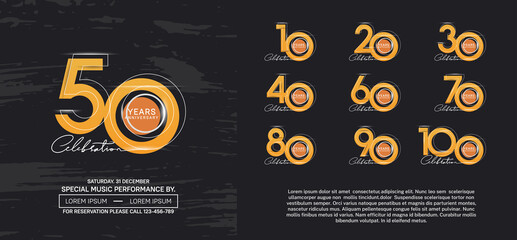 set of anniversary logotype modern pop art style color for celebration