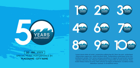 set of anniversary logotype modern pop art style color for celebration