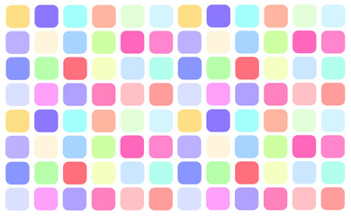 Squares with rounded corners of varied colors,
forming a nice colorful background.