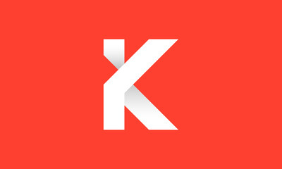 Initial Letter K Logo. Geometric Shape Origami Style isolated on Red Background. Usable for Business and Branding Logos. Flat Vector Logo Design Template Element