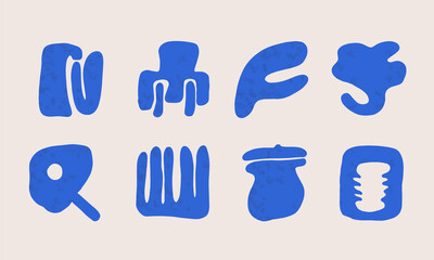 Set of modern abstract grain blue icons