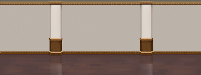 Interior of art gallery or museum with blank walls