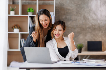Cropped shot of Asian Business woman diverse coworkers working together in the boardroom, brainstorming, discussing, and analyzing business report strategy collaboration.