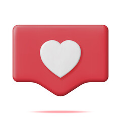 3D Like Icon with Heart Isolated.