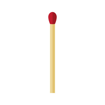 A colored match. A match is a stick made of combustible material, equipped with an incendiary head, which serves to produce an open fire. Vector illustration isolated on a white background.