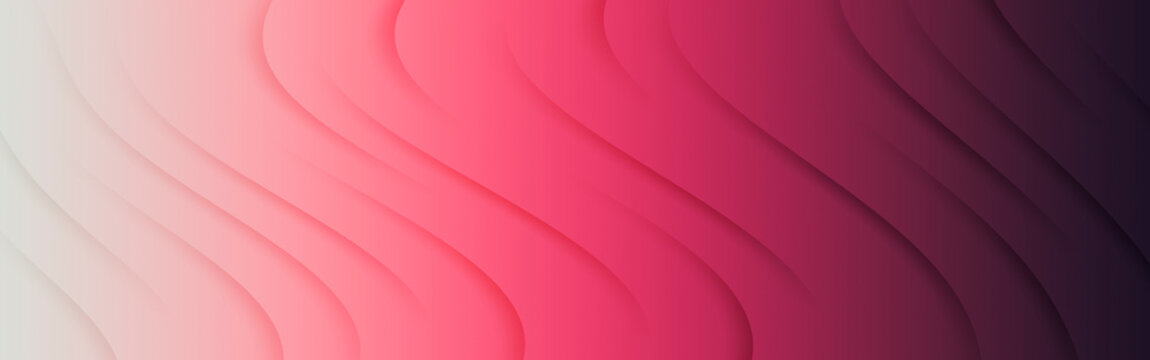 Banner Dark And Light Pink Gradient Abstract Wave Background.