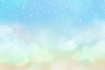 ファンタジー レインボー 雲 星空 マジックアワー 手描き背景素材