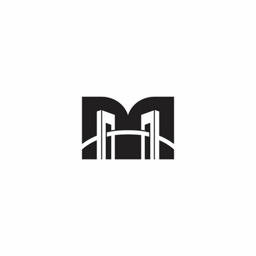 letter m bridge bond construction symbol logo vector