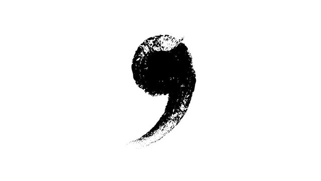 Grunge Comma Sign Wiggle Effect. Black Icon on White background