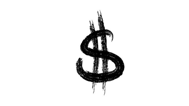Dollar Sign Wiggle Effect. Black Icon for USD on White background. Cash and Money Icon in doodle style.