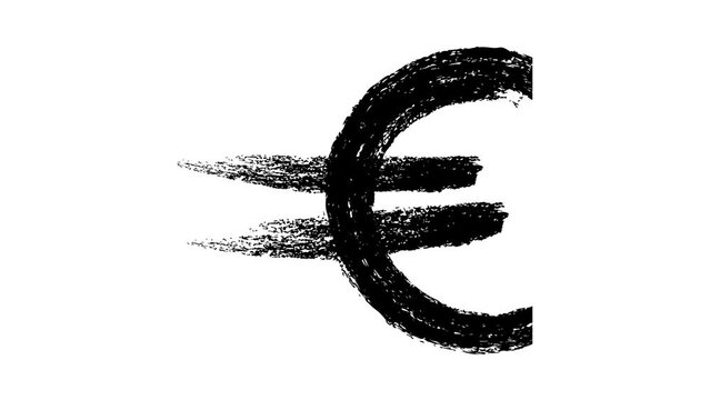 Euro Currency Sign Wiggle Effect. Black Icon for USD on White background. Cash and Money Icon in doodle style.