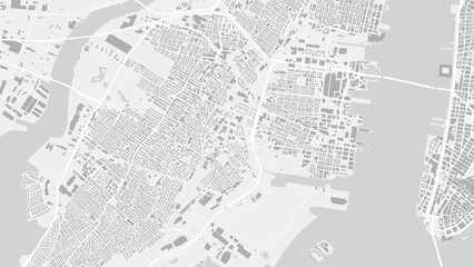 White and light grey Jersey City area vector background map, streets and water cartography illustration.